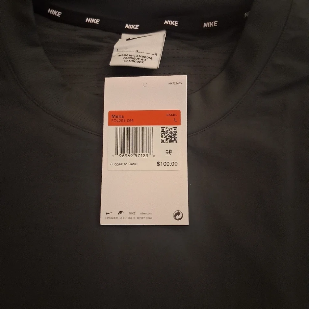 Nike Men's Dark Gray Long Sleeve Players Pullover - Picture 2 of 6